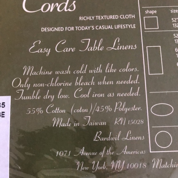 cords oblong sage table linens - Picture 7 of 8